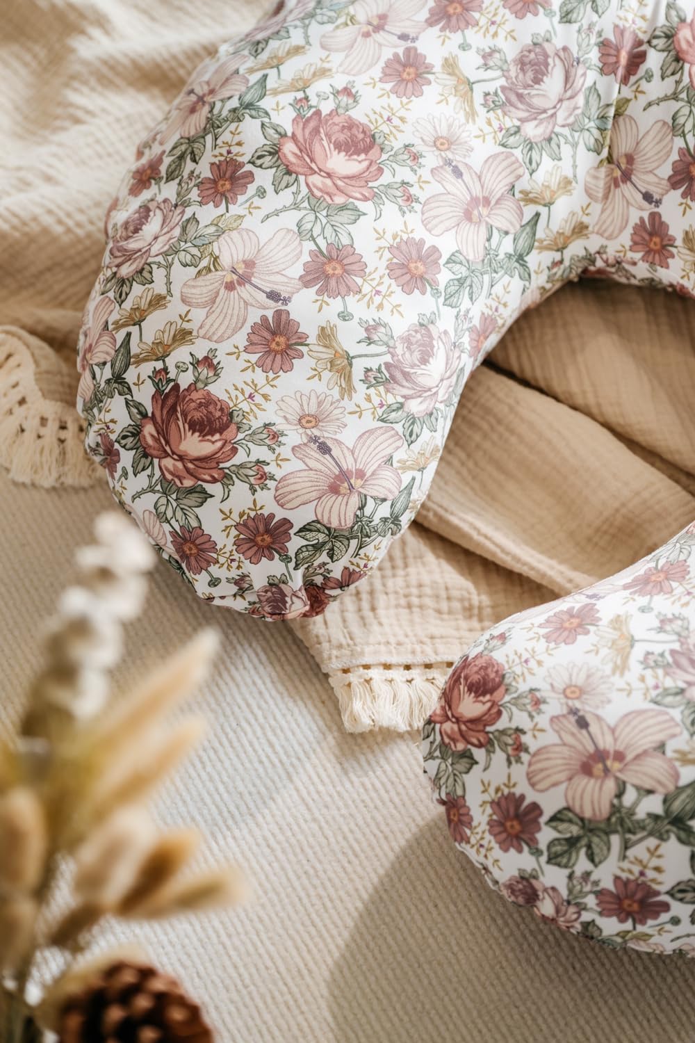 Little Jump side-zip nursing pillow cover with protective flap keeps zipper away from baby.