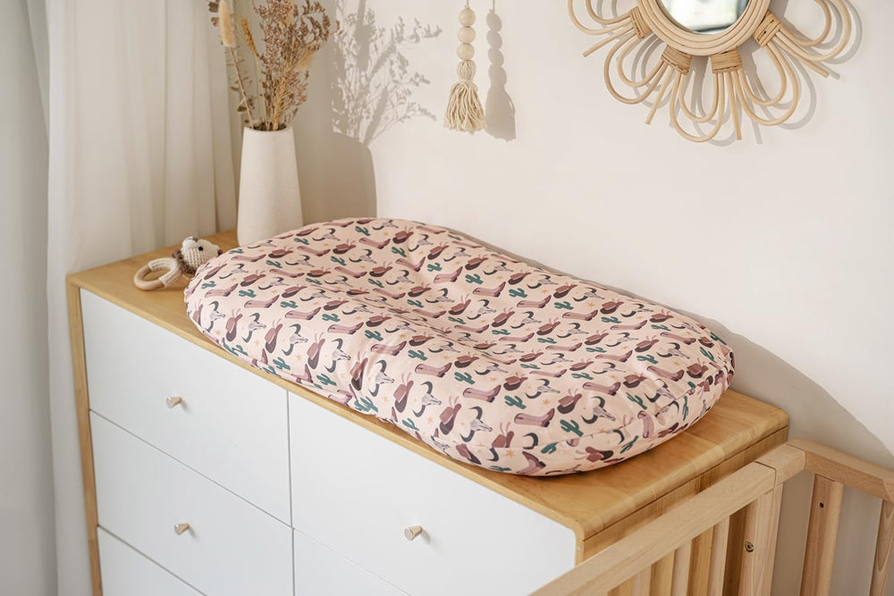 Little Jump stretch fabric cover offers gentle, breathable texture for comfy nap and play.