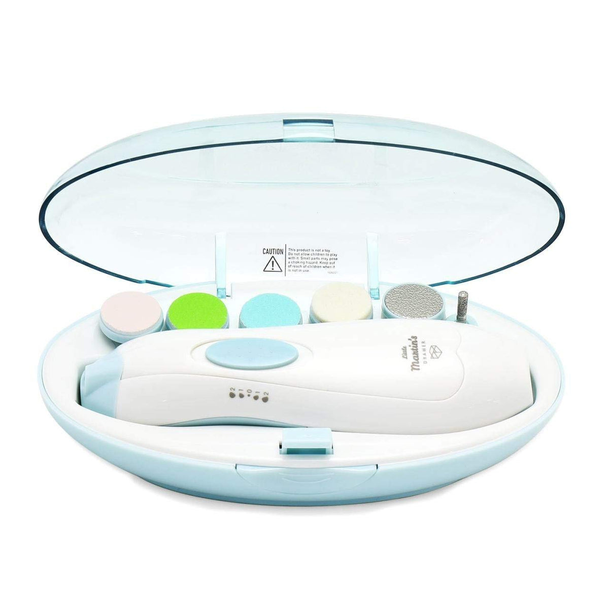 Little Martin's Drawer baby nail trimmer with light front illuminates tiny nails for safe trimming.
