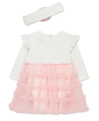 Little Me Blossoms pink headband keeps hair tidy and comfy during play.