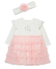 Little Me Blossoms pink tutu close-up showing soft tulle and delicate detailing.