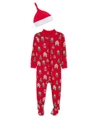 Little Me gingerbread footie pajamas with zip front for easy night changes.