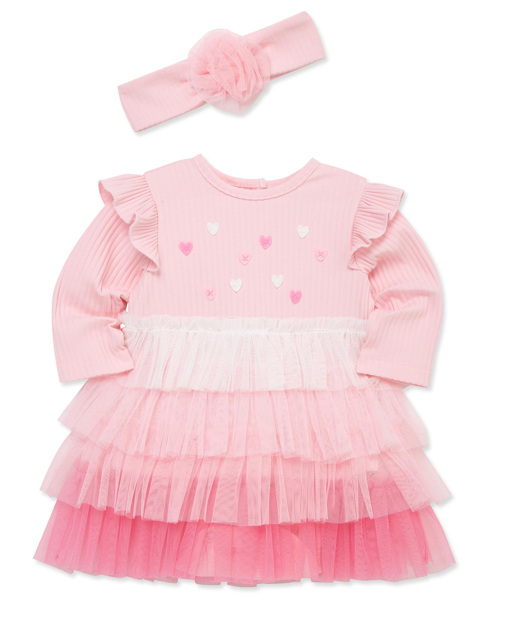 Little Me headband pink bow detail, enhances cute outfit.
