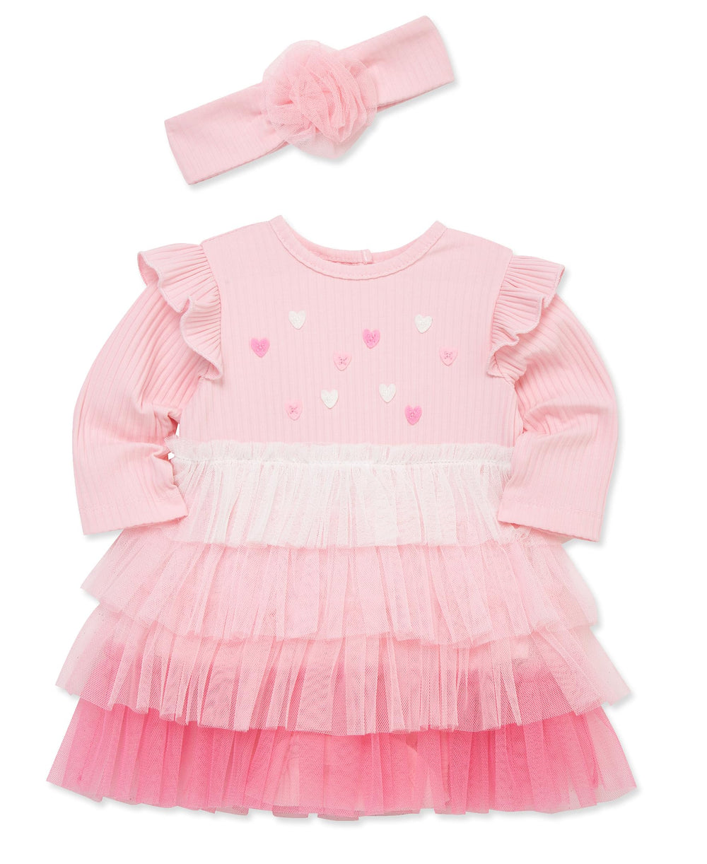 Little Me headband pink bow detail, enhances cute outfit.