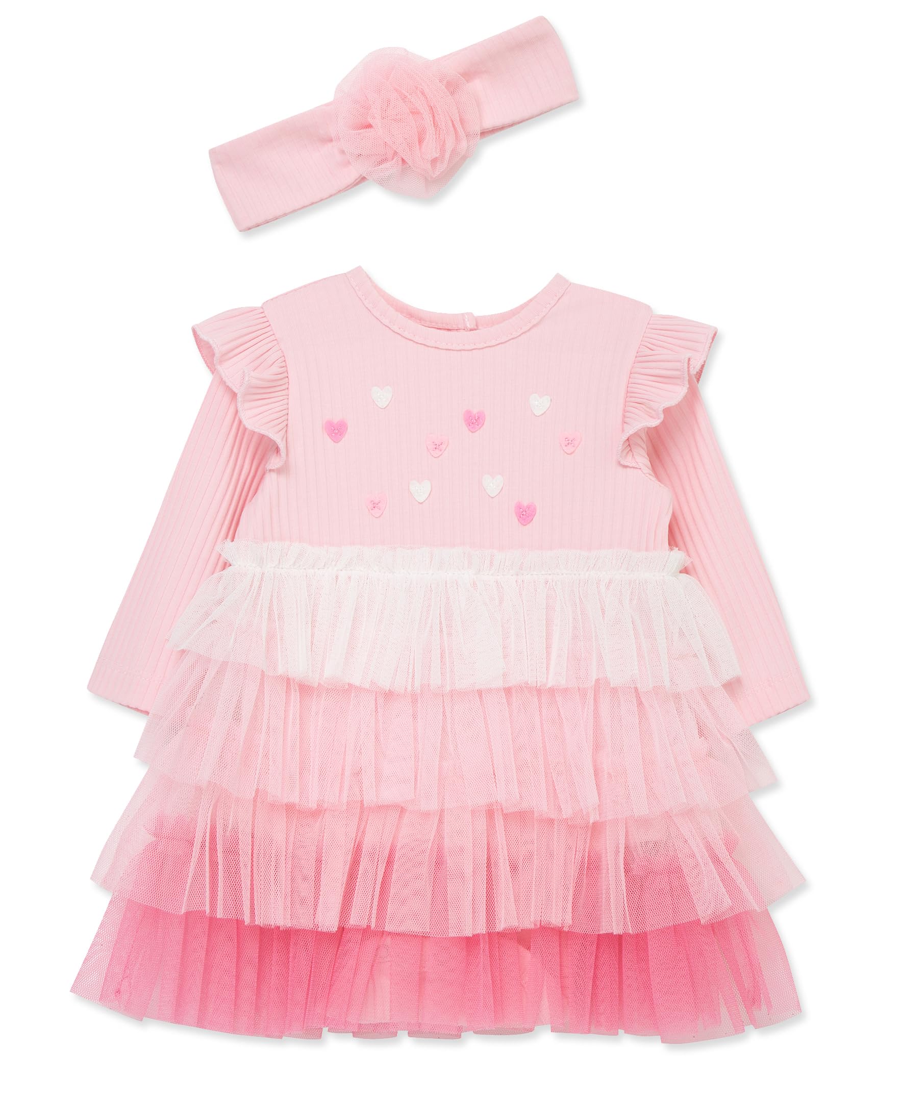 Little Me Hearts Ombre Tutu in pink for 9 months, soft fabric ideal for photos and movement