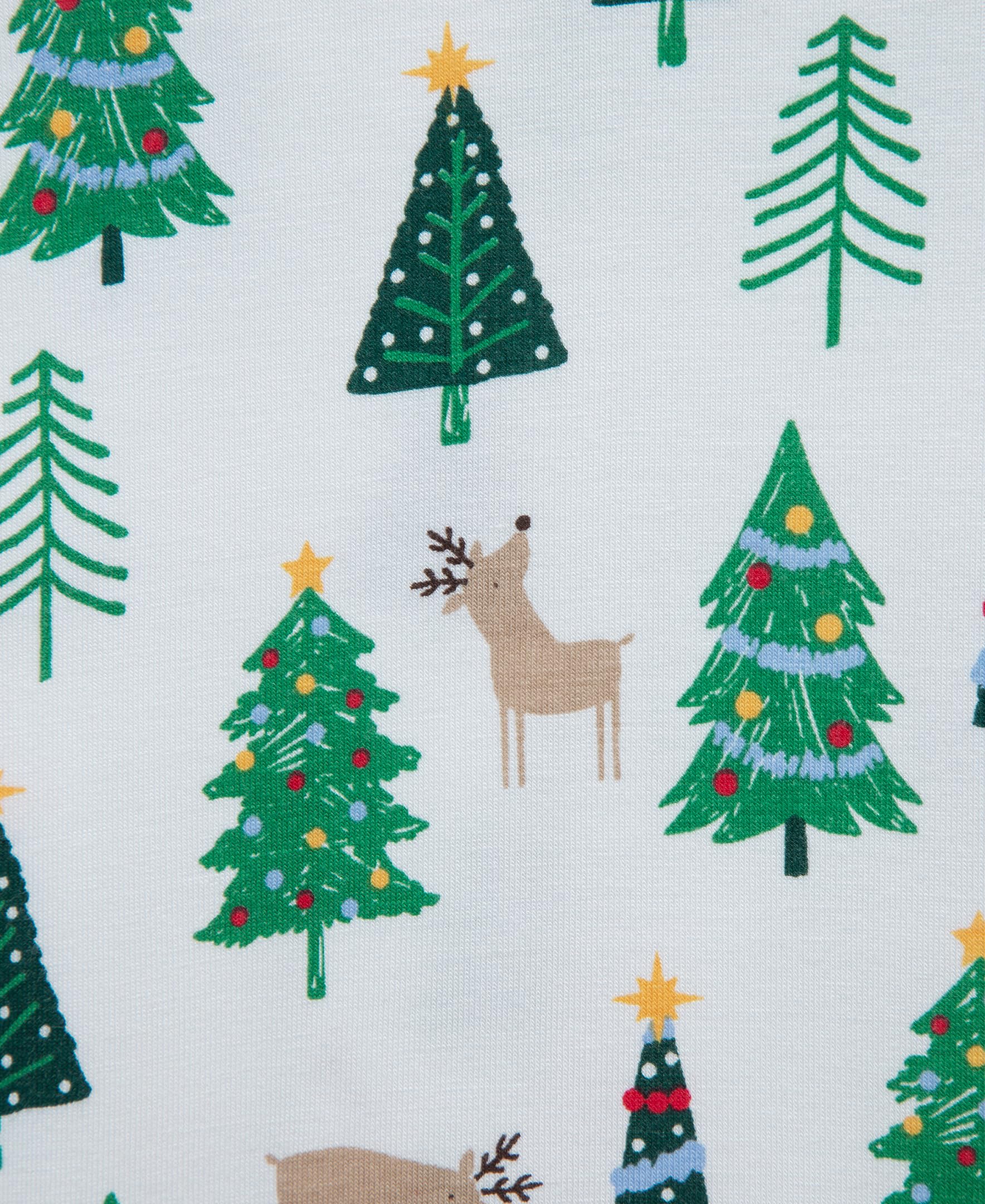 Holiday pajamas pattern featuring Christmas trees for memorable family photos