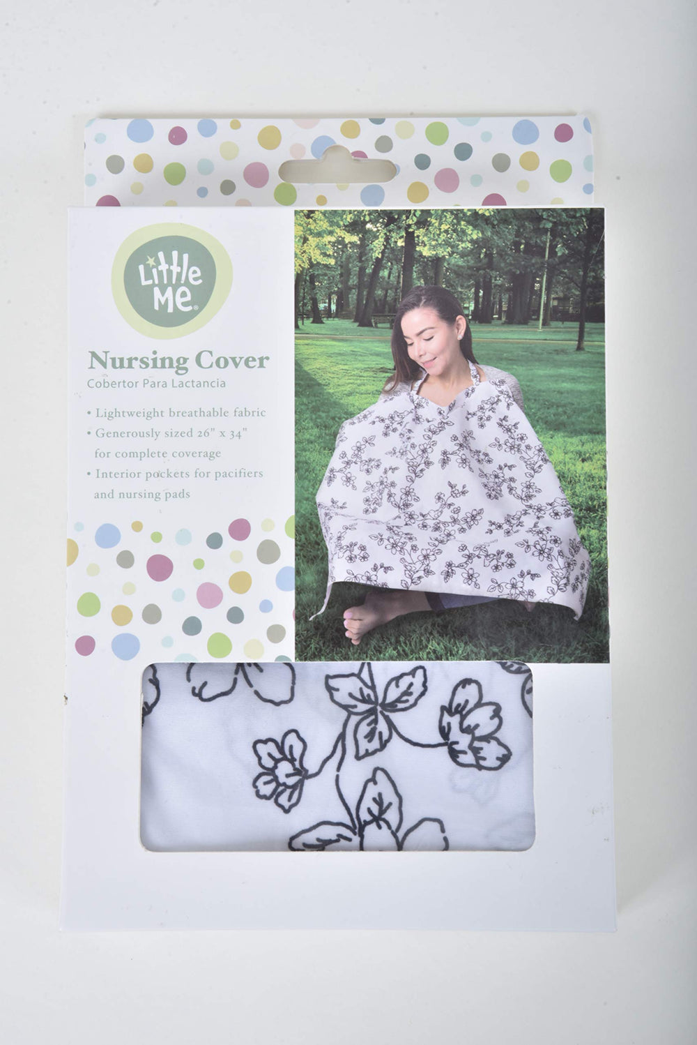 Little Me nursing cover lightweight breathable fabric for comfort.