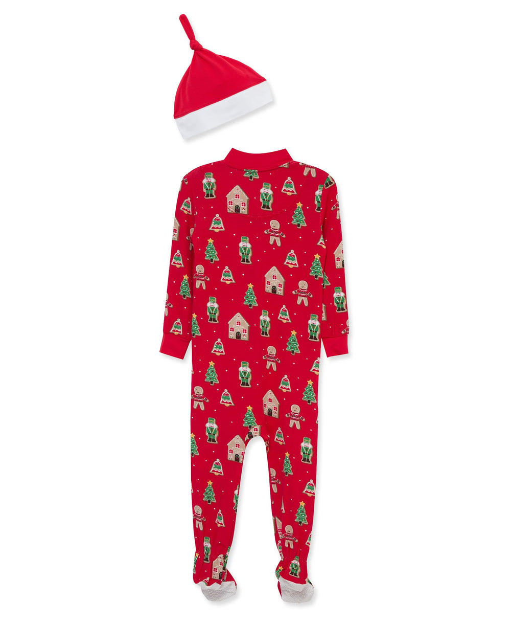 Little Me red bamboo fabric footie pajamas ideal for cozy nights.
