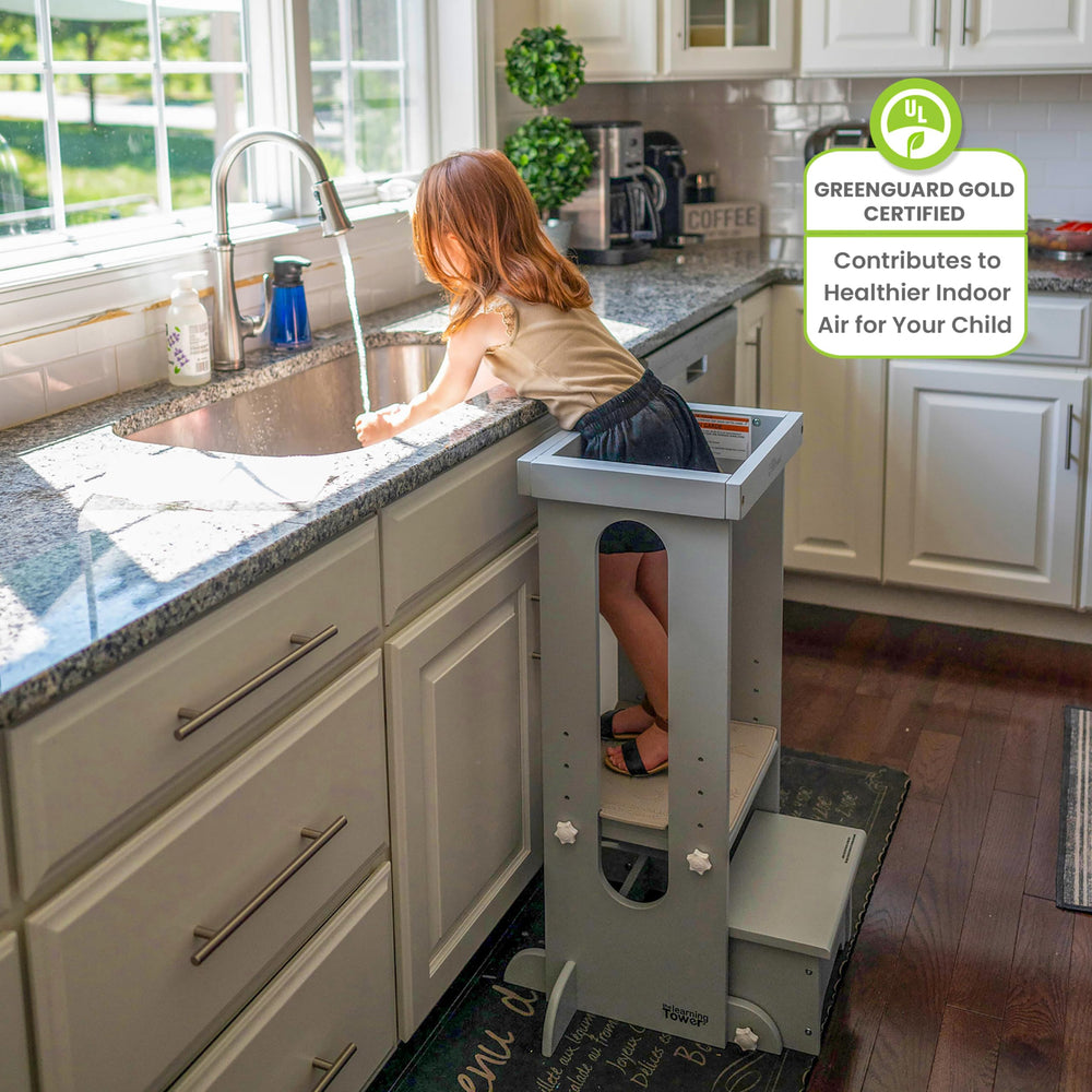 Little Partners Foldable Toddler Tower supports ages 2 to 6 for hands on learning