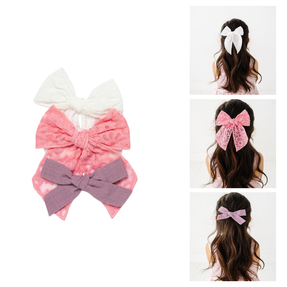 Little Poppy Co Marilyn Set hair bows with reversible clips add secure, versatile style to daily outfits.