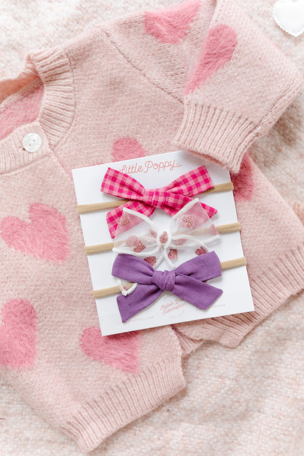 Little Poppy Co three hair bows gift-ready packaging ideal for baby showers