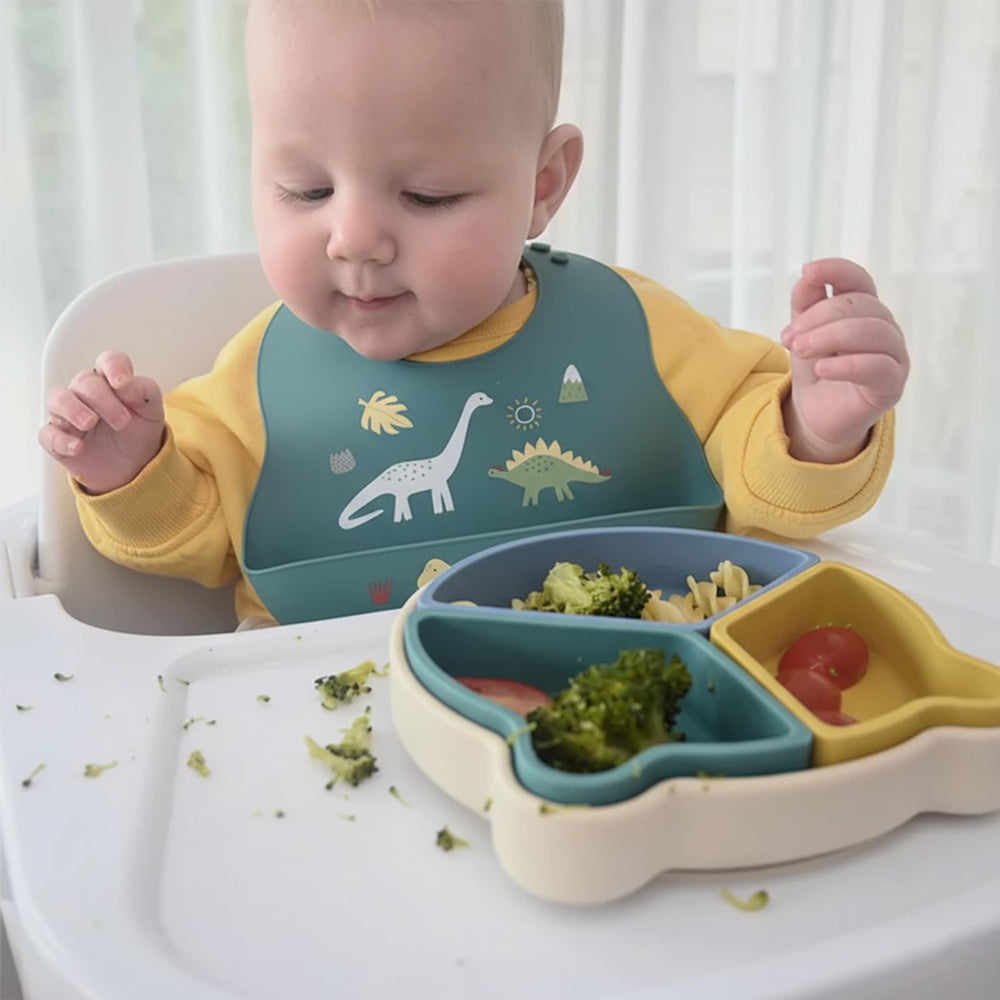 Little Rawr BPA-BPS-PVC-free bib for safer feeding and peace of mind