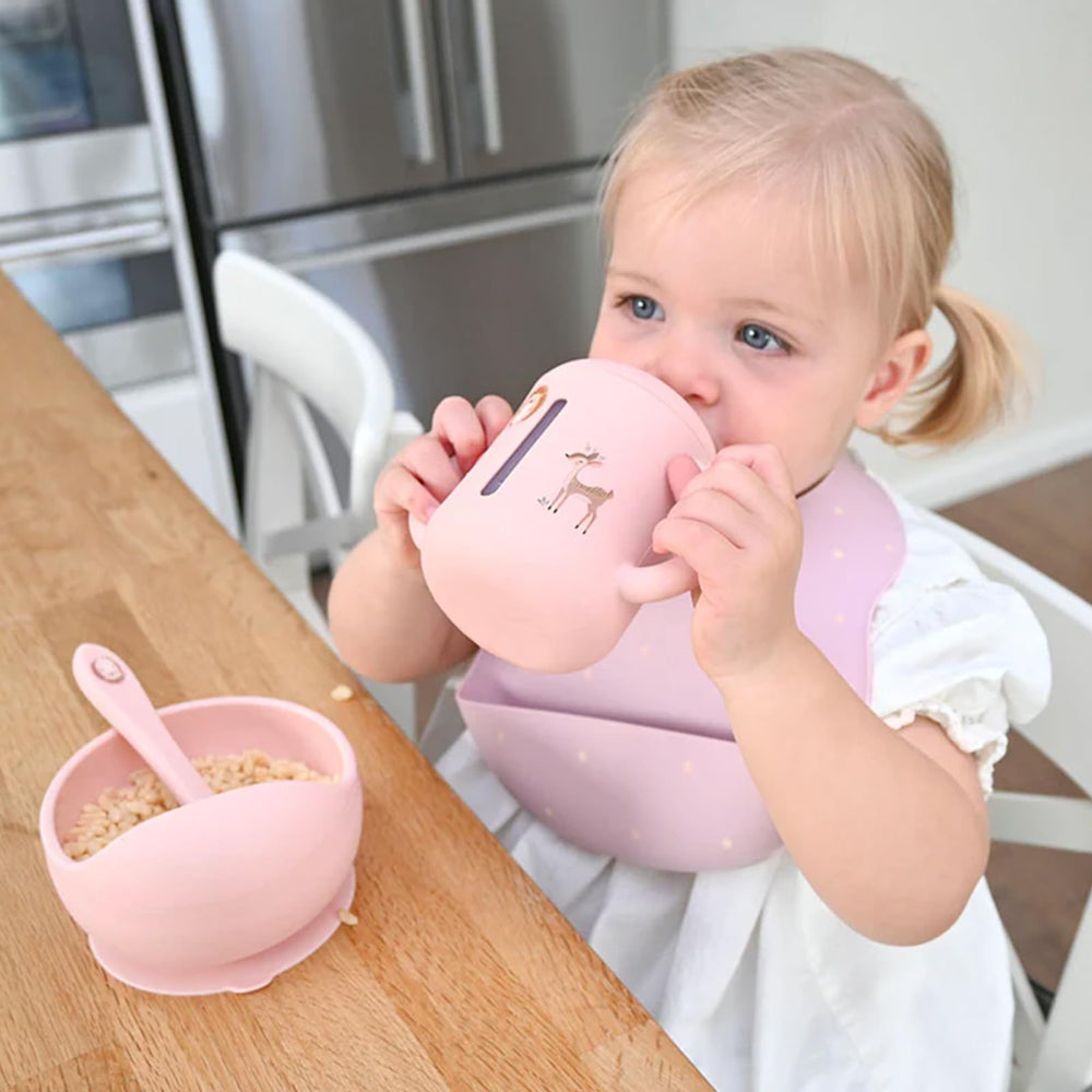 Little Rawr sippy cup featuring two easy-grip handles for tiny hands