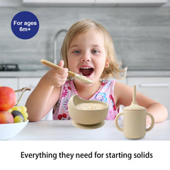Little Rawr suction bowl sticks securely to smooth surfaces for mess-free dining.