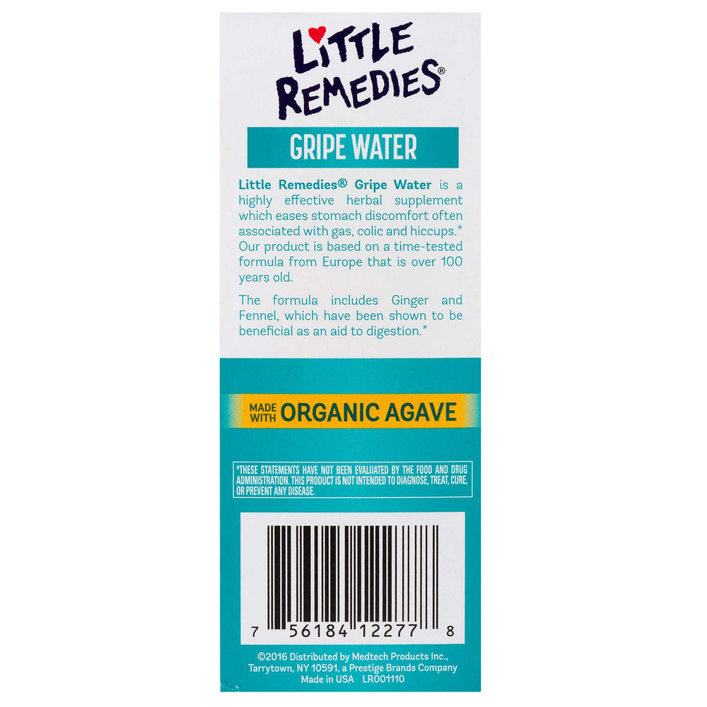 Three-pack of Little Remedies Gripe Water bottles for caregivers.