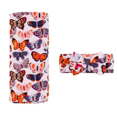Little Sleepies Butterfly Kisses swaddle blanket keeps newborns cozy and breathable.