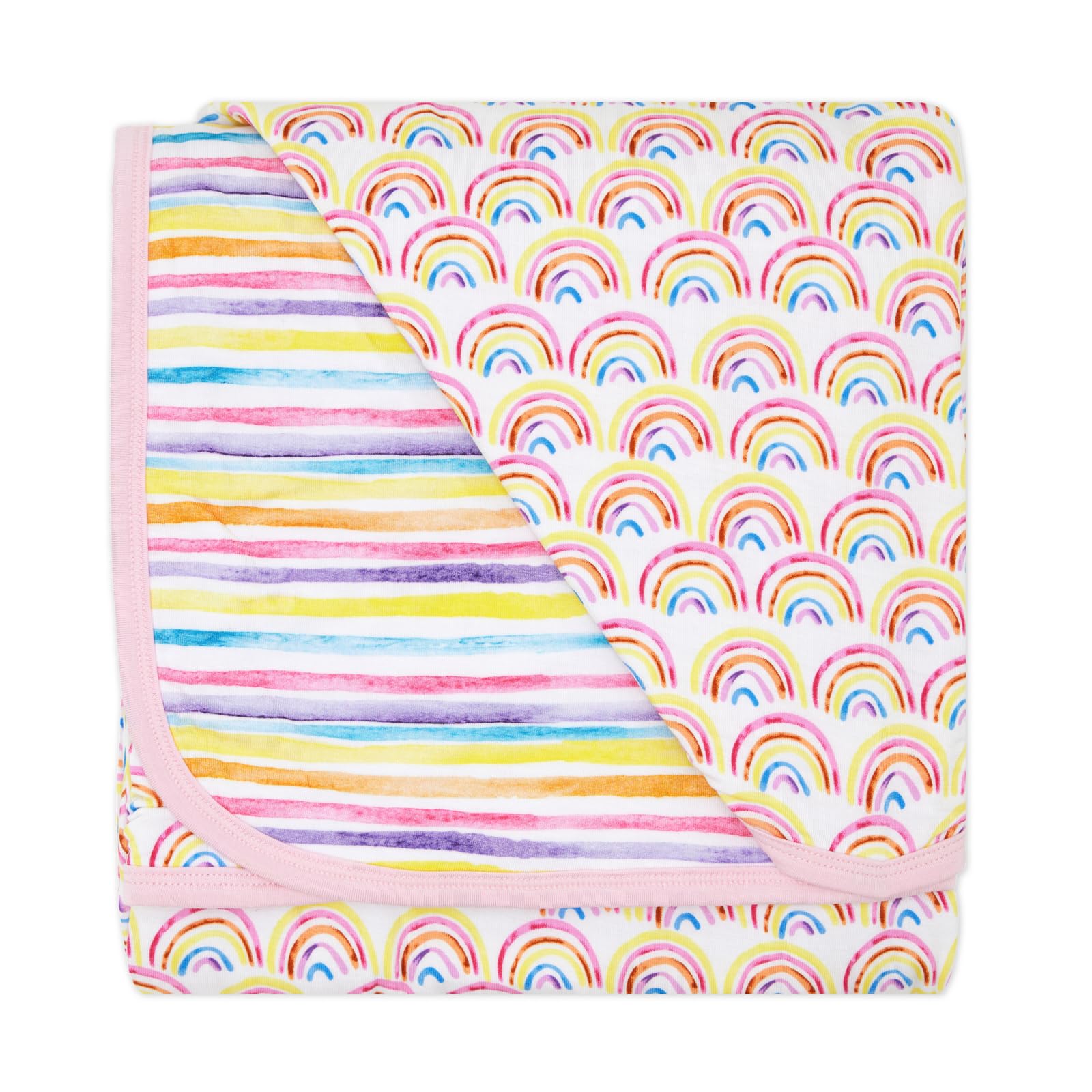 Little Sleepies Cloud Blanket with pastel rainbows for cozy year-round snuggles.