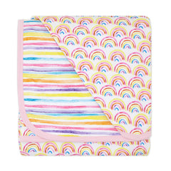 Little Sleepies Cloud Blanket with pastel rainbows for cozy year-round snuggles.