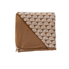 Little Sleepies Cloud Blanket Rust Rainbows side view shows soft texture for year-round snuggles
