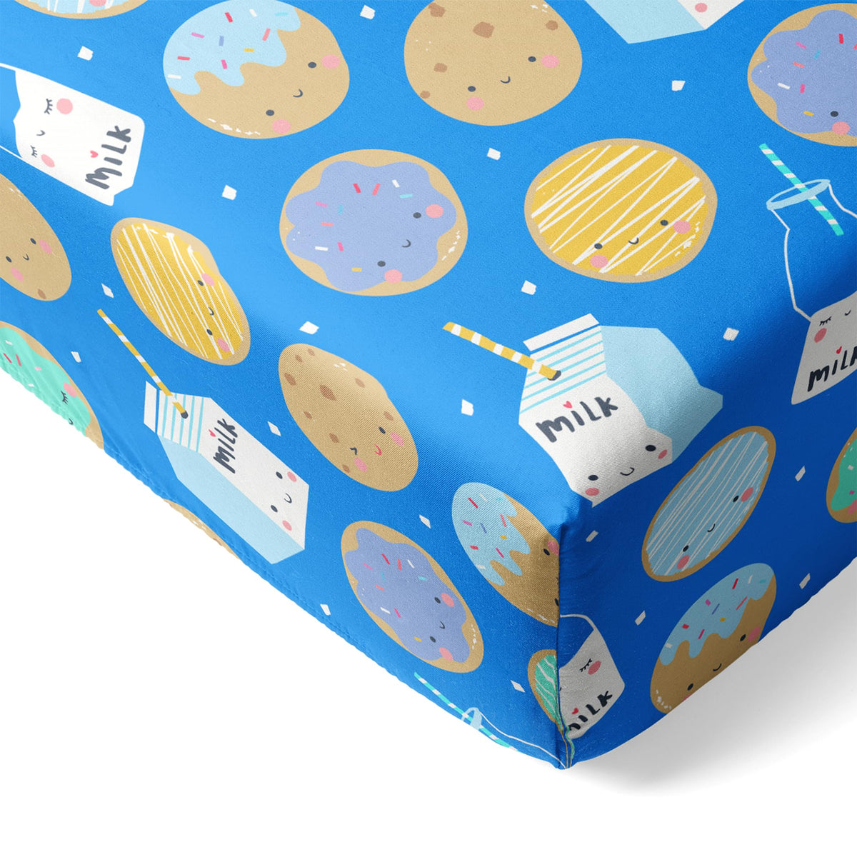 Little Sleepies Cookies & Milk crib sheet on a standard mattress for cozy nights.