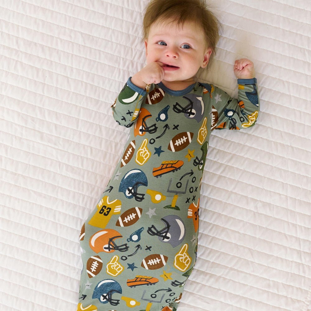 Little Sleepies infant gown fold-over mittens close-up scratch-free sleep