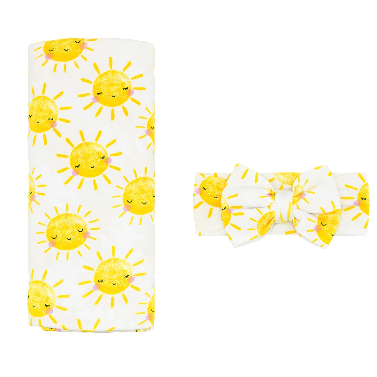 Little Sleepies Lunaluxe Sunshine swaddle blanket for newborn comfort.