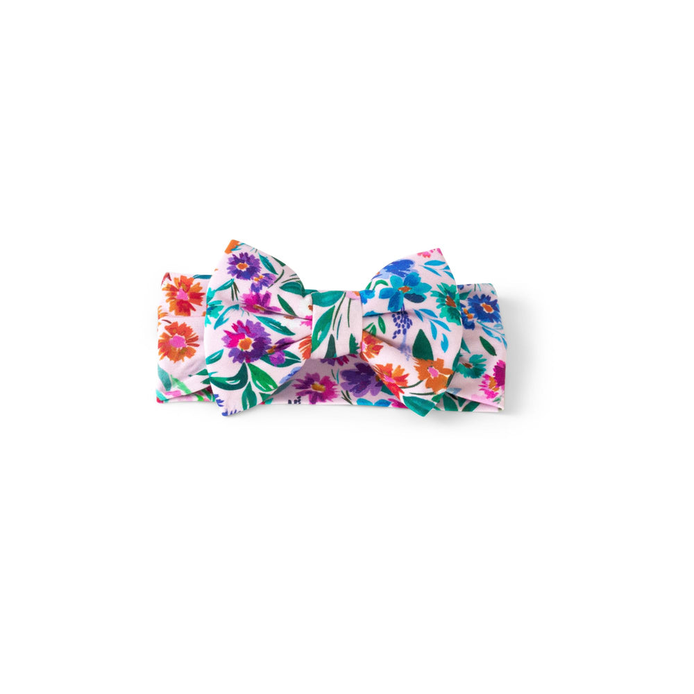 Little Sleepies Luxe Bow Headband Sweet Pea in soft Lunaluxe bamboo for comfy wear