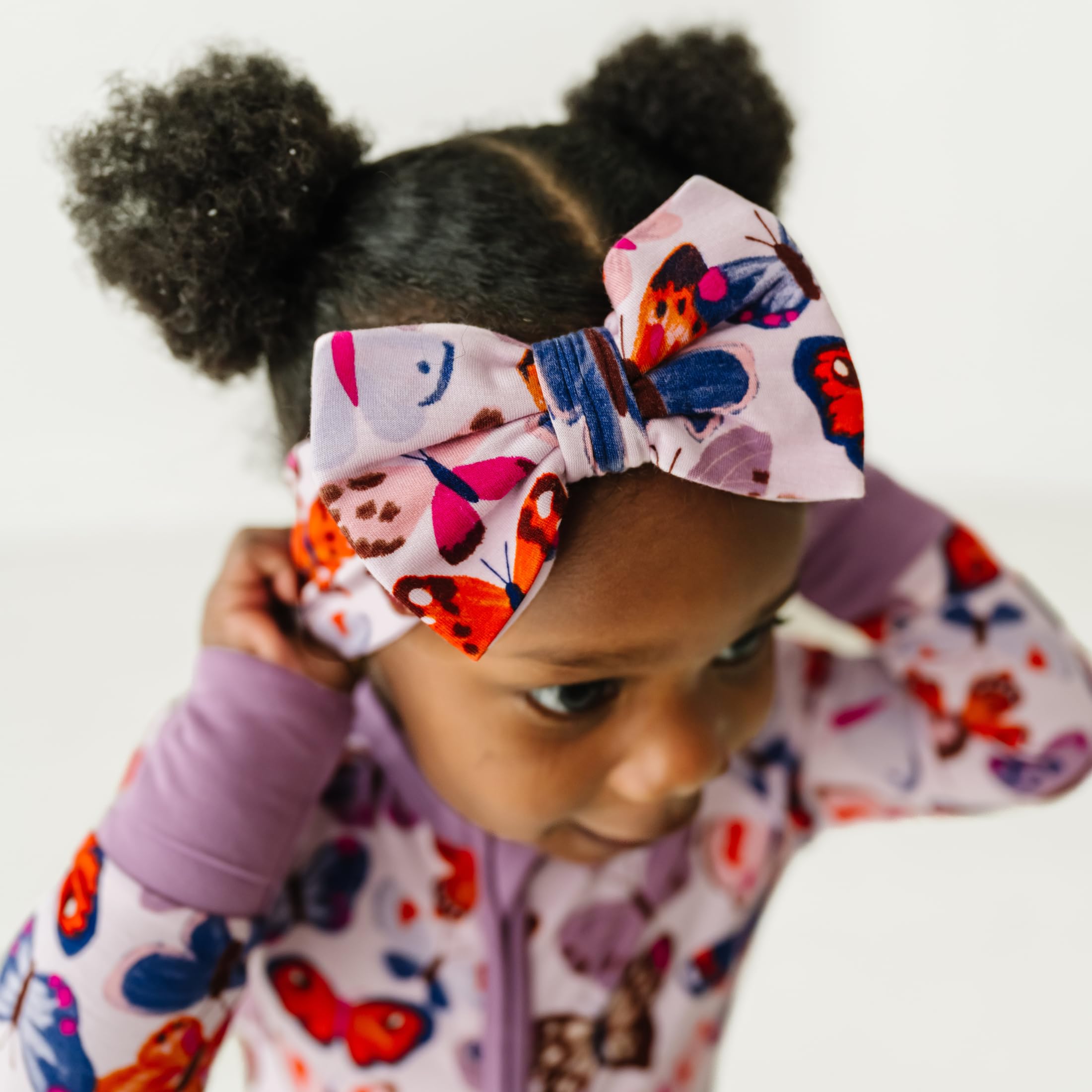 Luxe Bow Headband coordinating with Zippies and swaddles by Little Sleepies