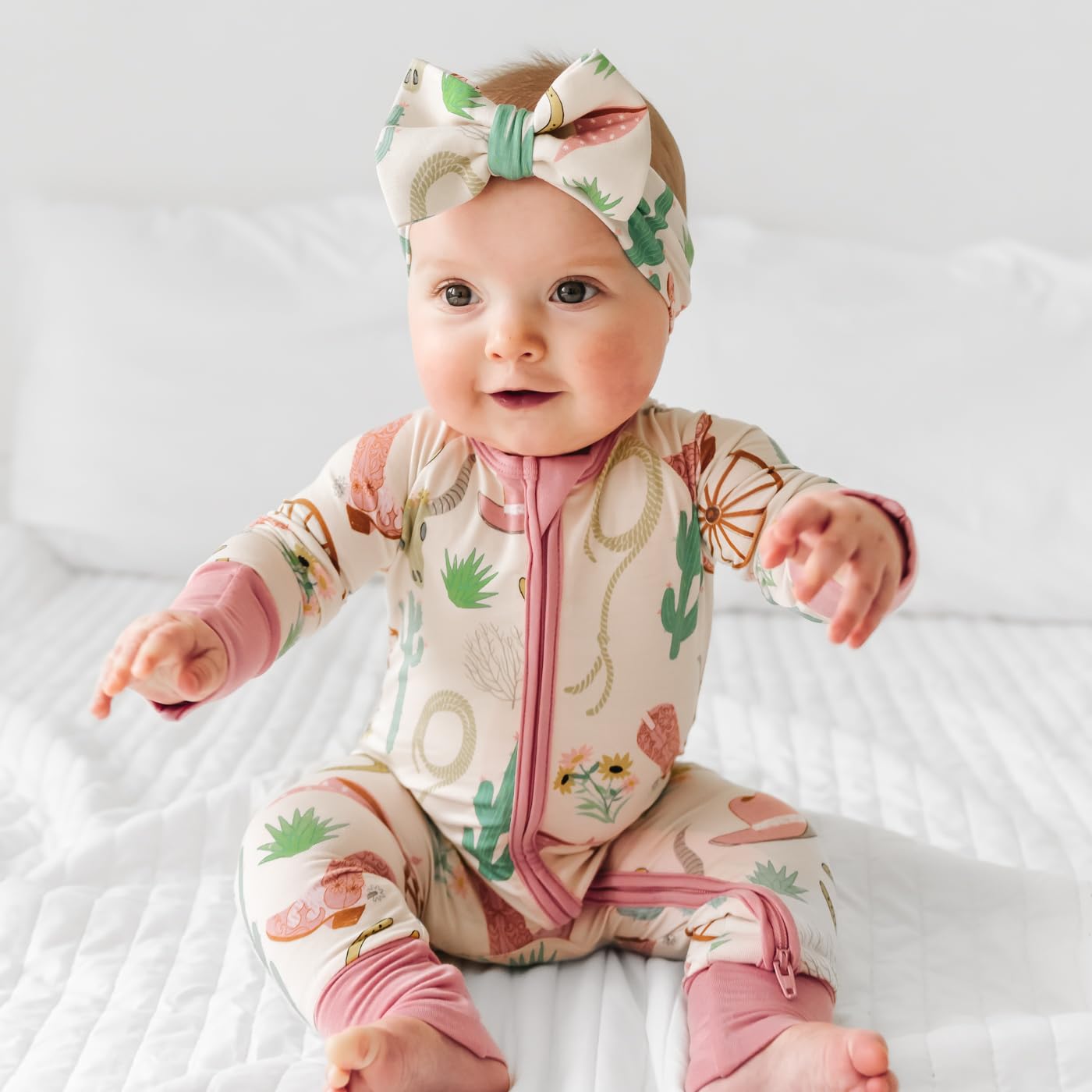 Little Sleepies Luxe Bow Headband Newborn to Toddler size, soft, breathable, and tagless.