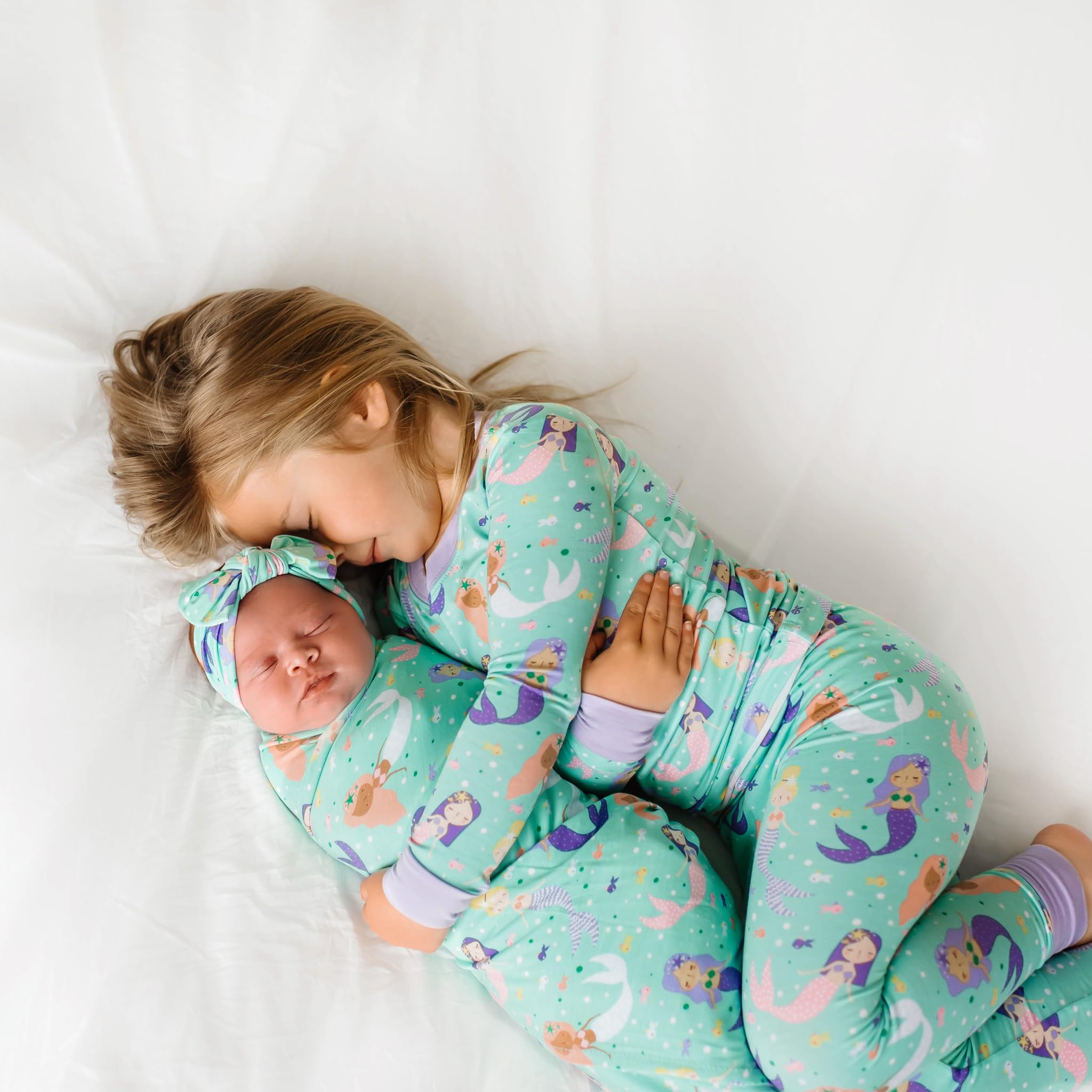 Mermaid Magic family prints extend to PJ sets for coordinated looks
