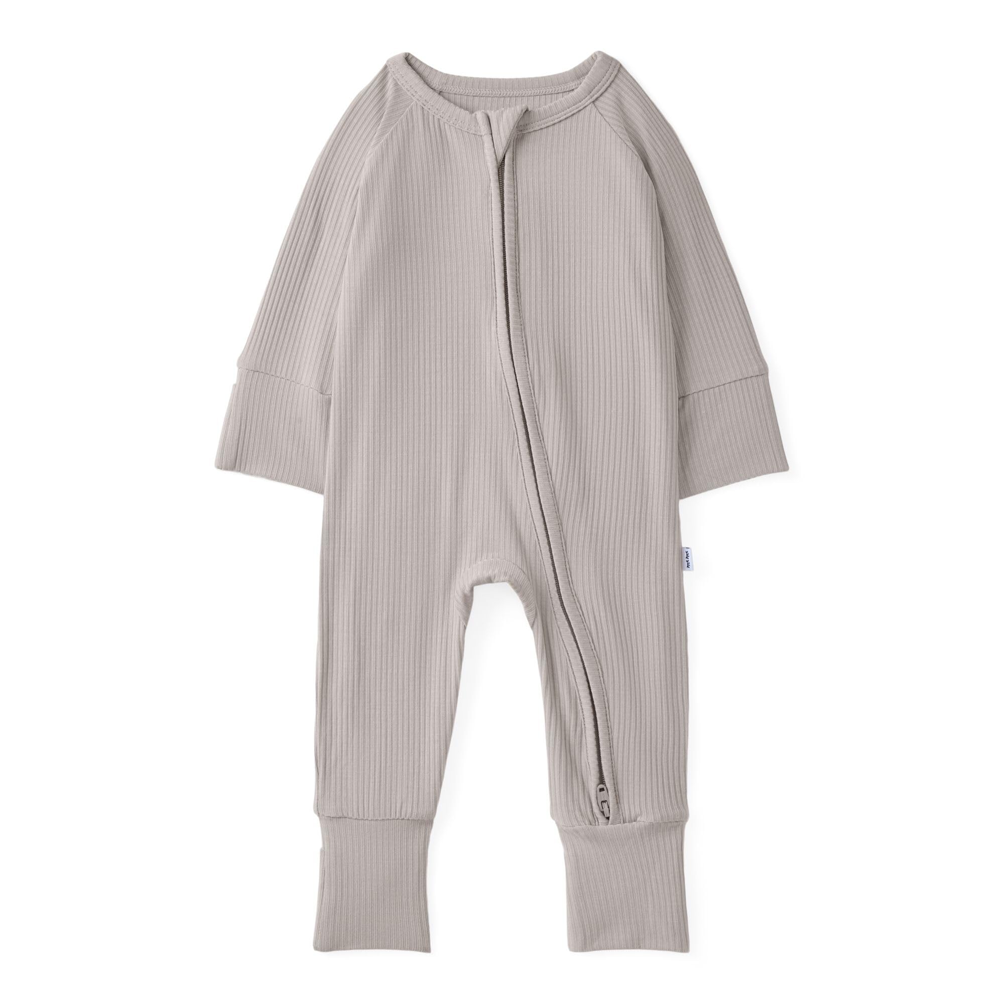 Little Sleepies ribbed zippy newborn pajamas in dove gray for cozy nights