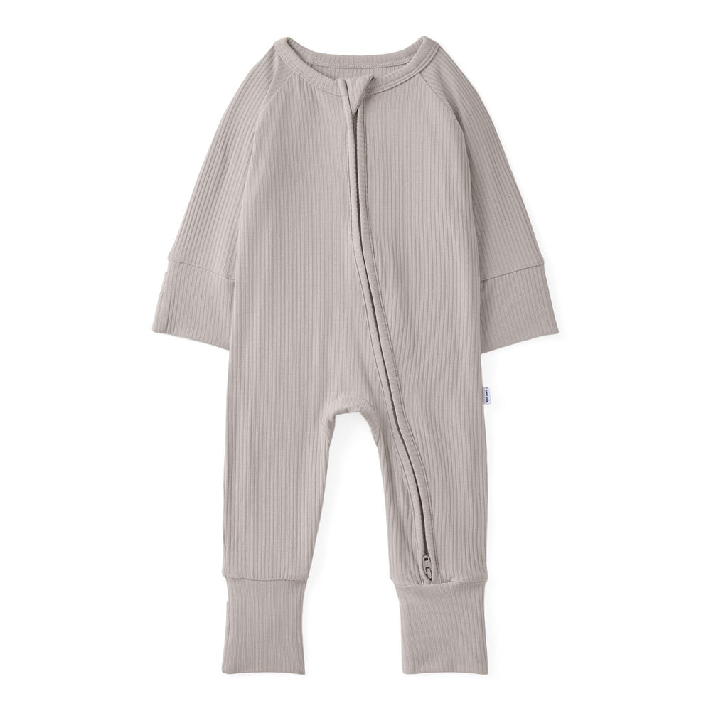 Little Sleepies ribbed zippy newborn pajamas in dove gray for cozy nights