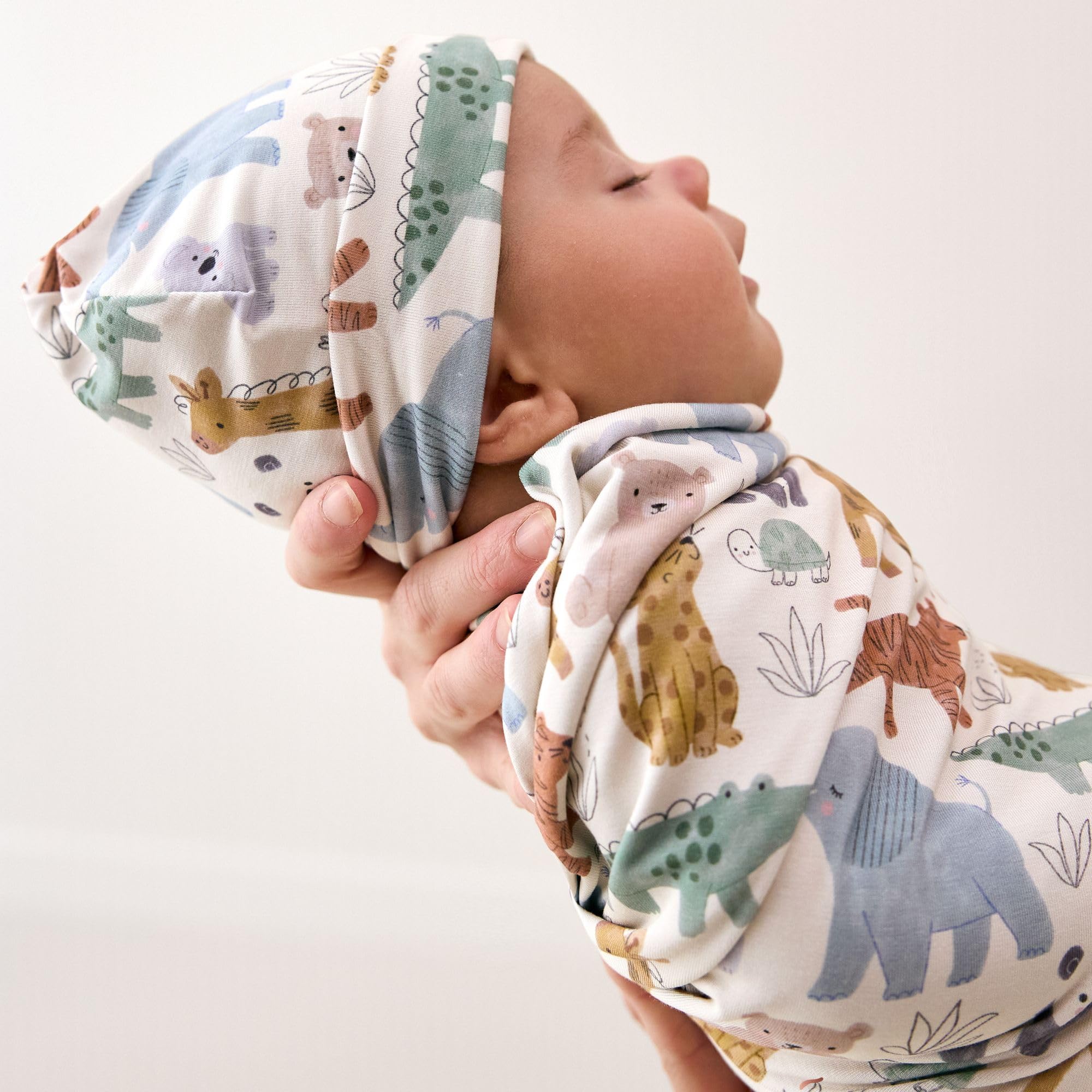 Close-up of the Safari print on soft viscose from bamboo fabric.