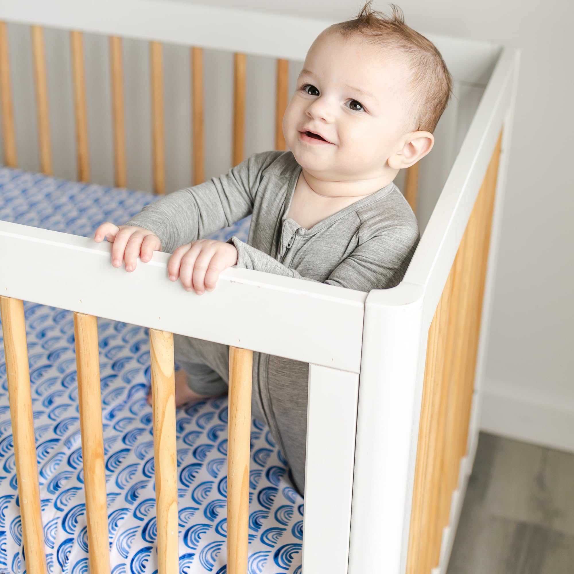 Bamboo fabric helps regulate temperature for year-round comfort.