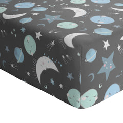 Little Sleepies crib sheet showing elastic band for secure, snug fit.