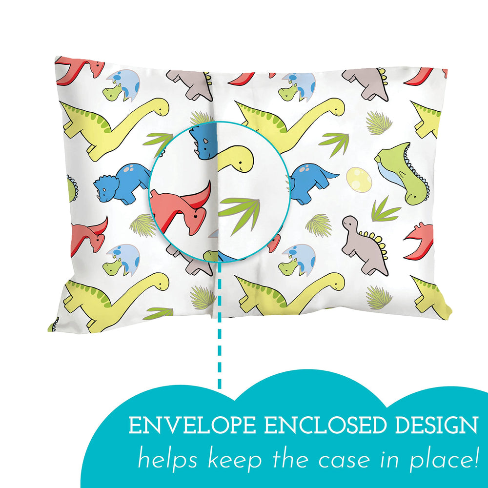 Little Sleepy Head 16x22 youth pillow case on pillow demonstrates snug envelope closure