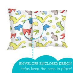 Little Sleepy Head 16x22 youth pillow case on pillow demonstrates snug envelope closure