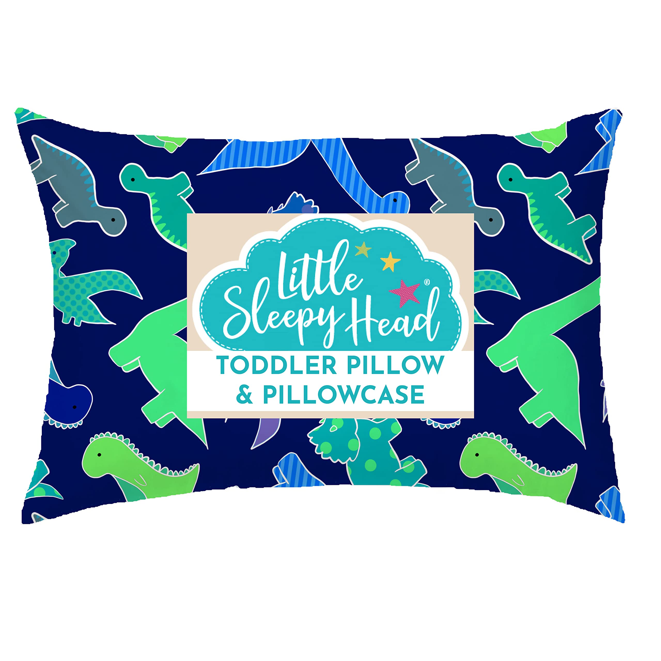 Little Sleepy Head dinosaur-blue pillow for kids' bedtime comfort