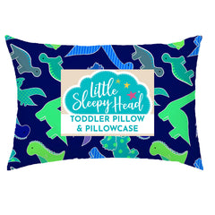 Little Sleepy Head dinosaur-blue pillow for kids' bedtime comfort