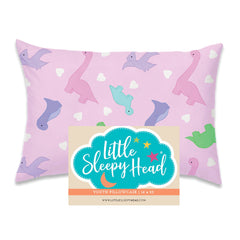 Little Sleepy Head dinosaurs pink youth pillow case, 16x22, snug home or travel use.