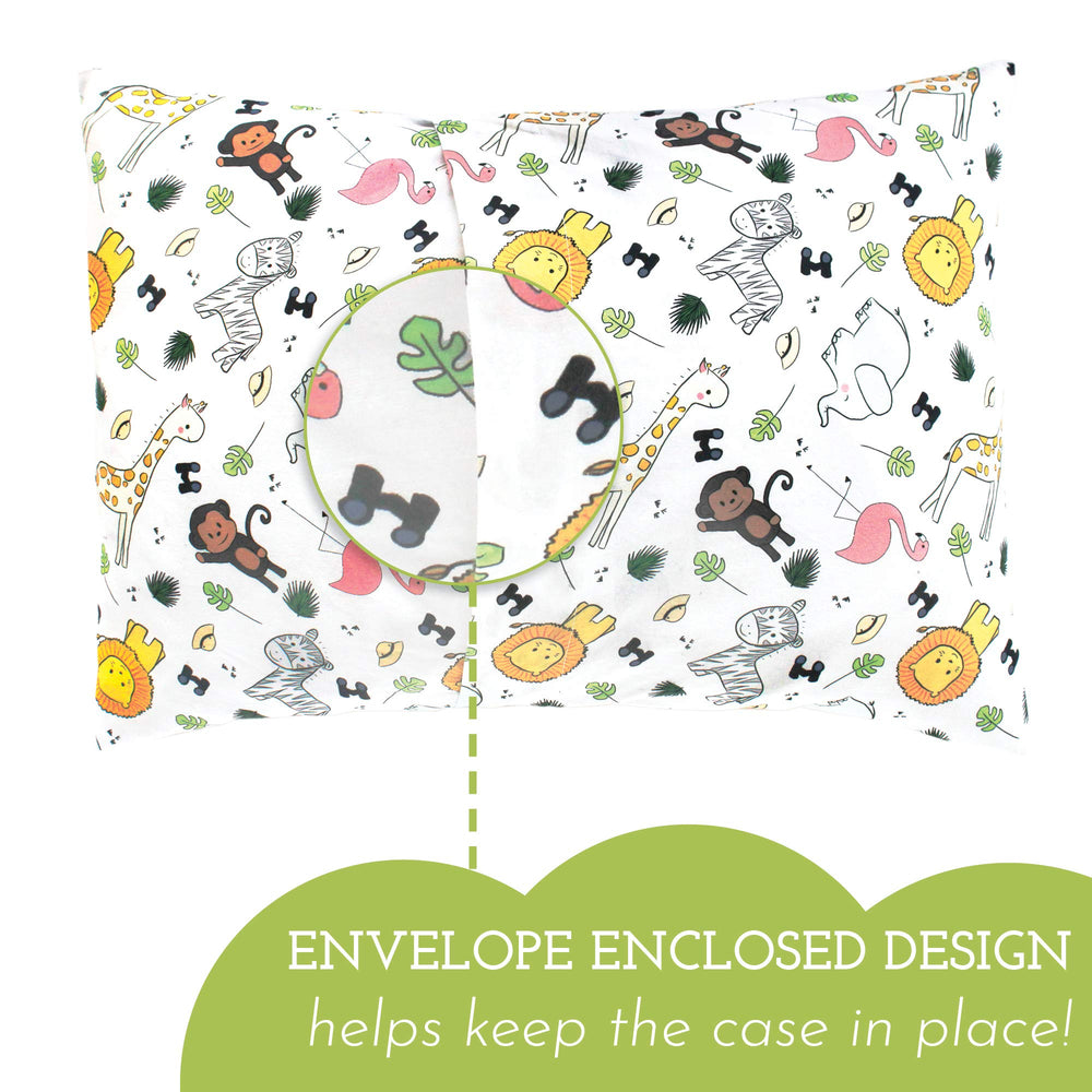 Envelope closure keeps insert secure on Little Sleepy Head youth pillow case.