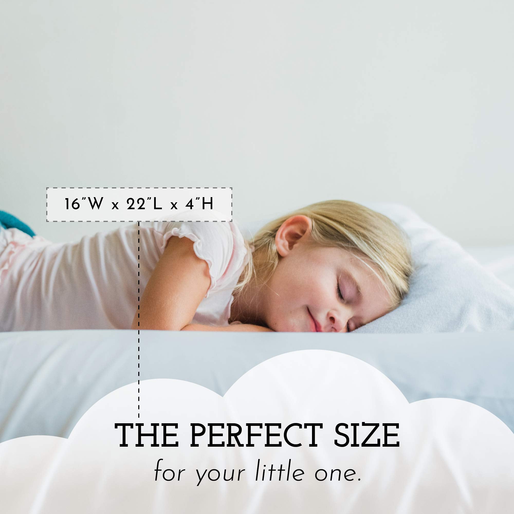 Hypoallergenic cotton shell detail of Little Sleepy Head pillow for breathable comfort.