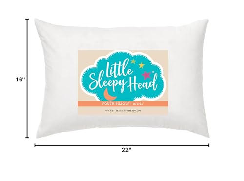 Love the Fluff Guarantee badge on Little Sleepy Head youth pillow.