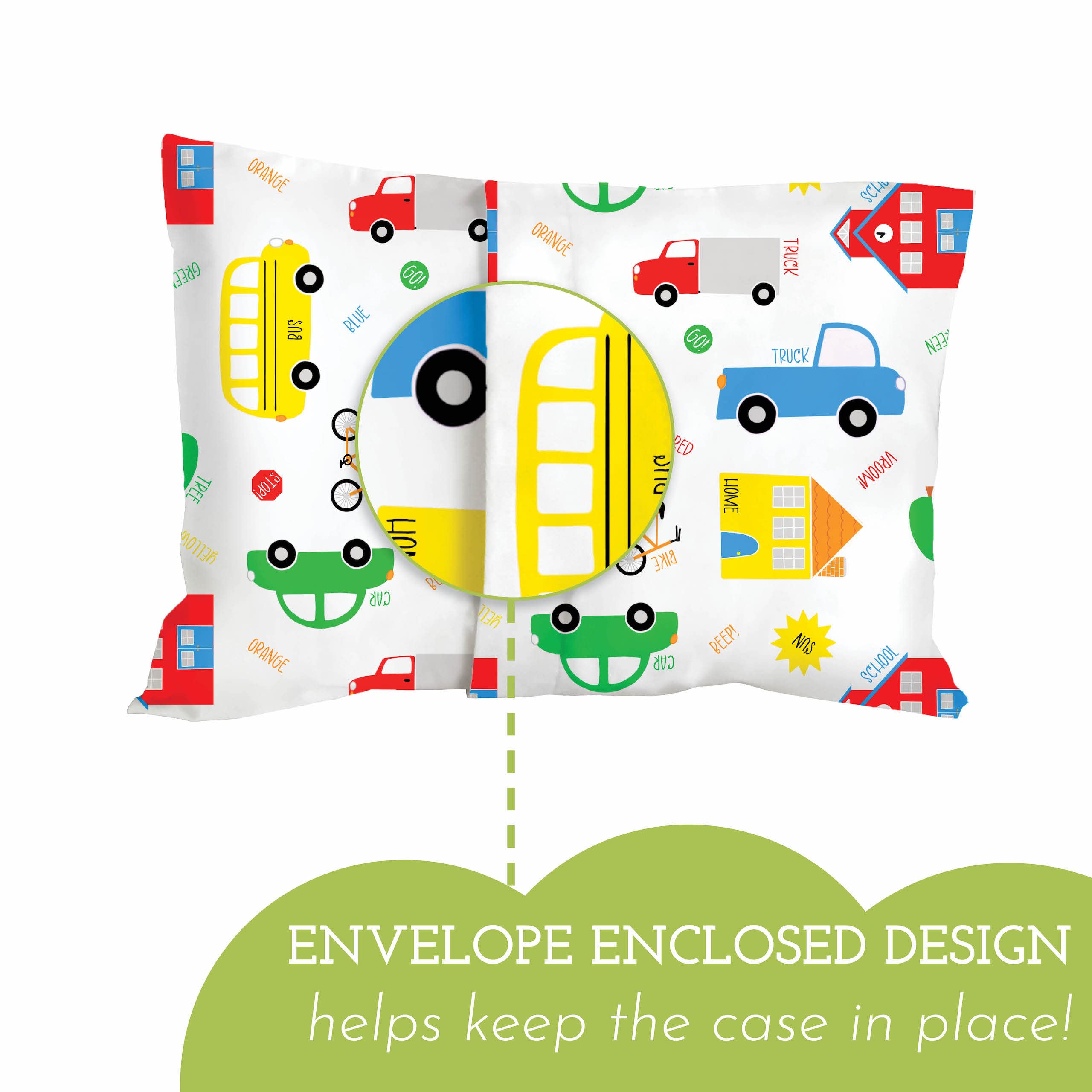 Little Sleepy Head travel pillow cover showing snug envelope enclosure