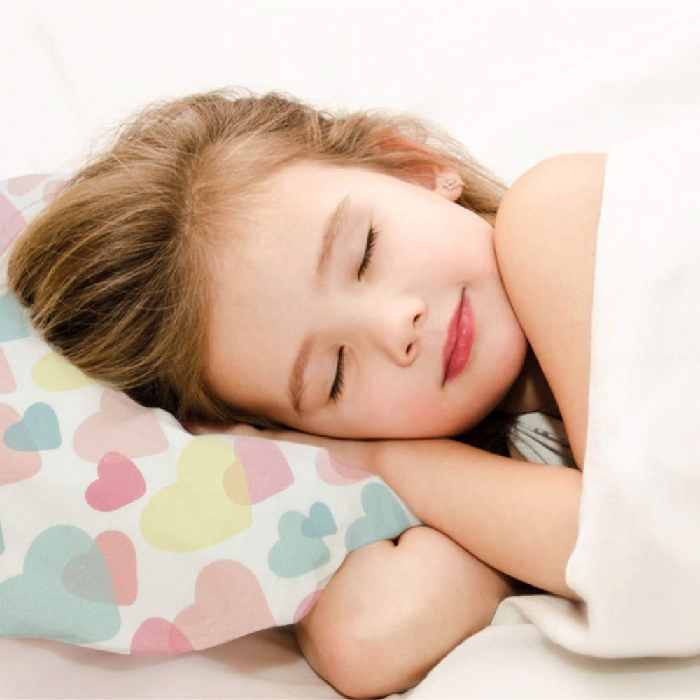 Fits 16x22 inch youth pillows with heart print for cozy bedtime routine