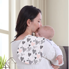 Little Tots burp cloths folded neatly in a travel-friendly 5-pack.