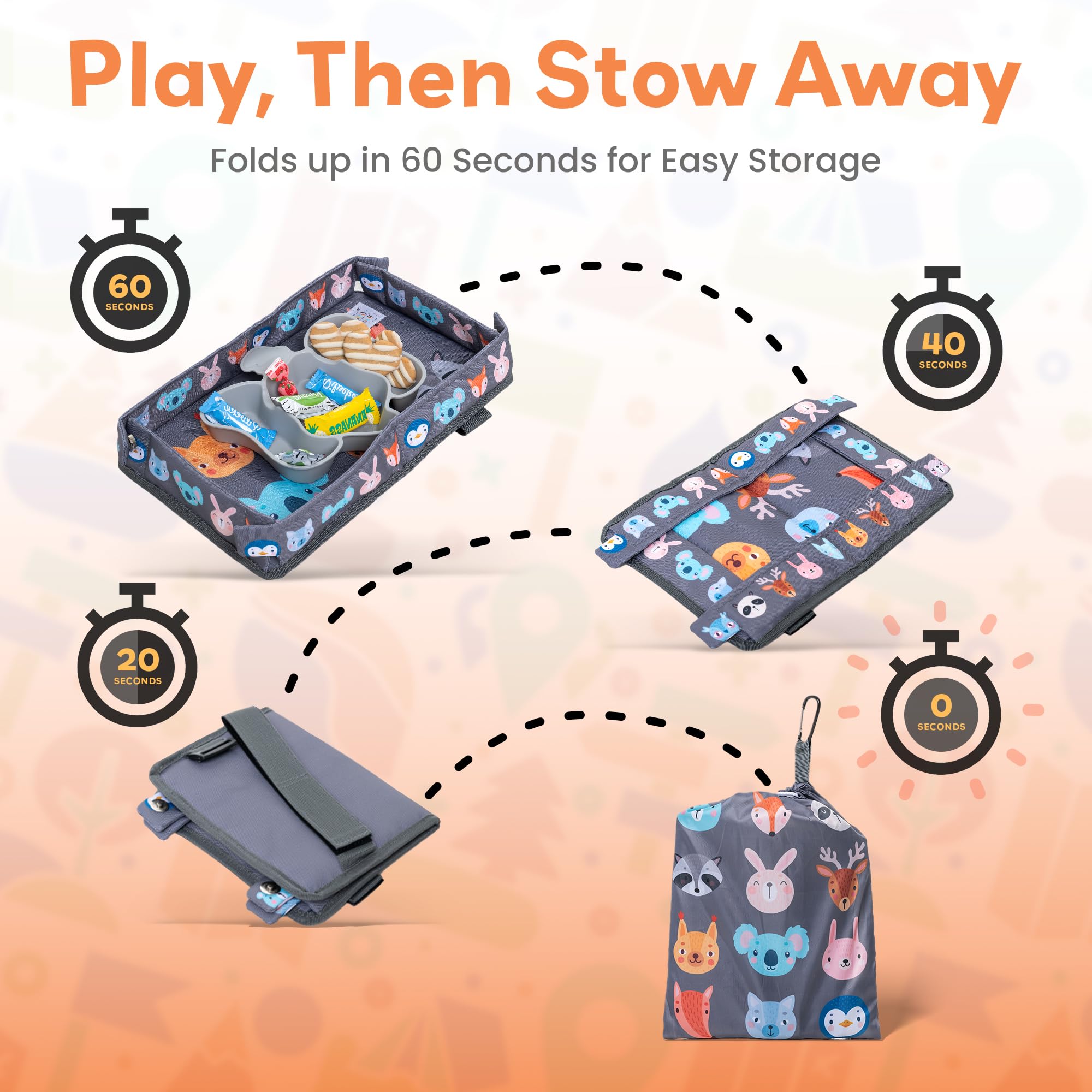 Little Traveler easy-clean surface simplifies post-flight cleanup and reuse.