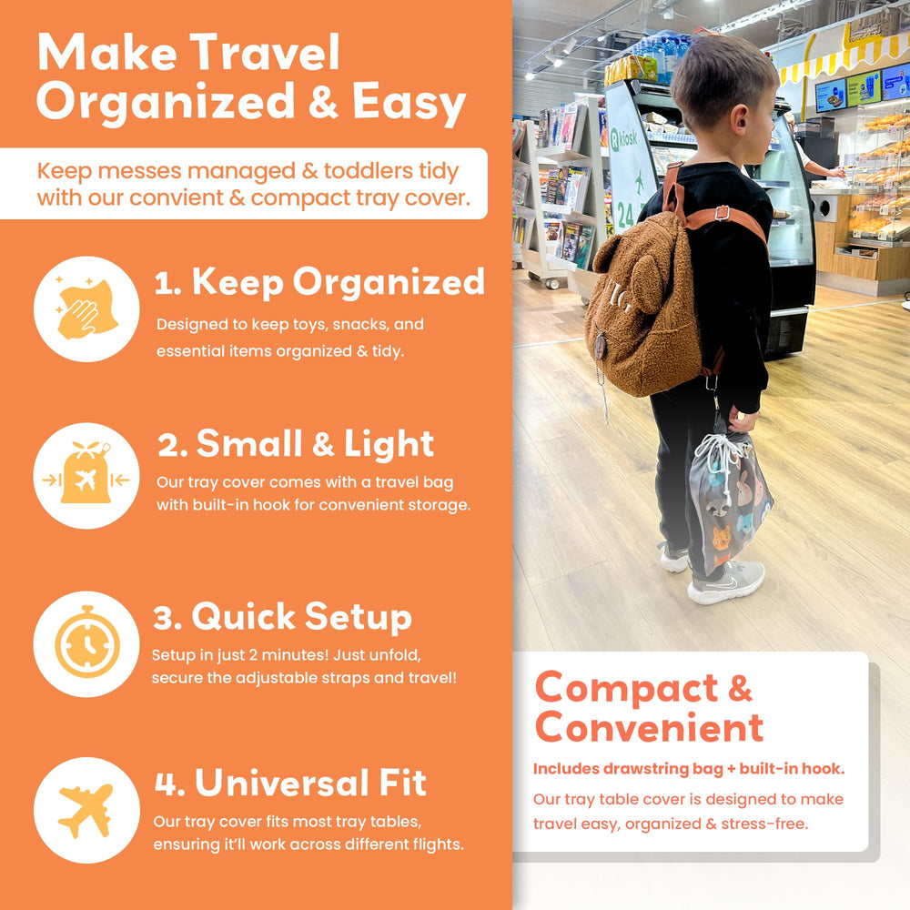 Little Traveler gray-background motif adds a calm, kid-friendly touch.
