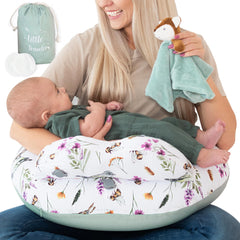 Little Traveler inflatable pillow close-up showing supportive feeding on the go