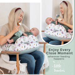 Little Traveler pillow in its storage bag for travel readiness